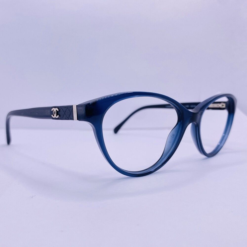 Chanel Eyeglasses Authentic Frames 3247-Q c.1390 52-16-135 Dark Blue Leather